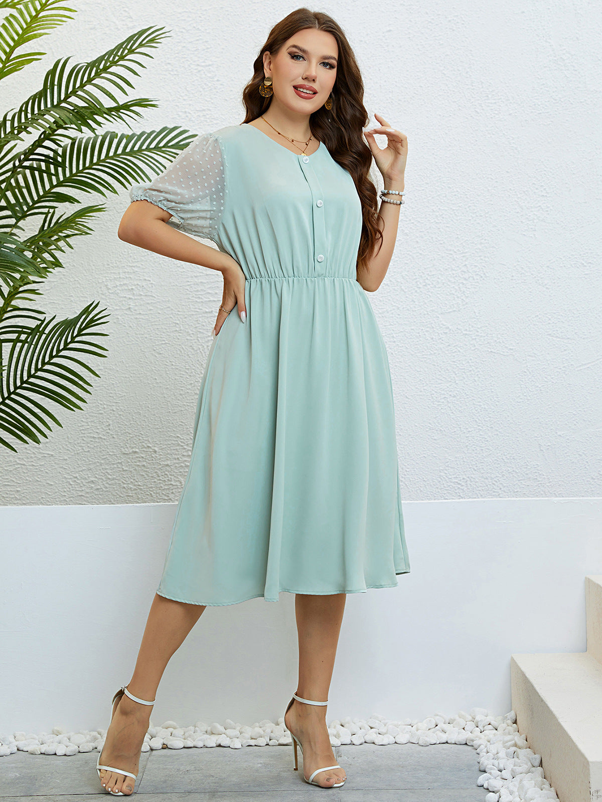 Light Green Round Neck Dress