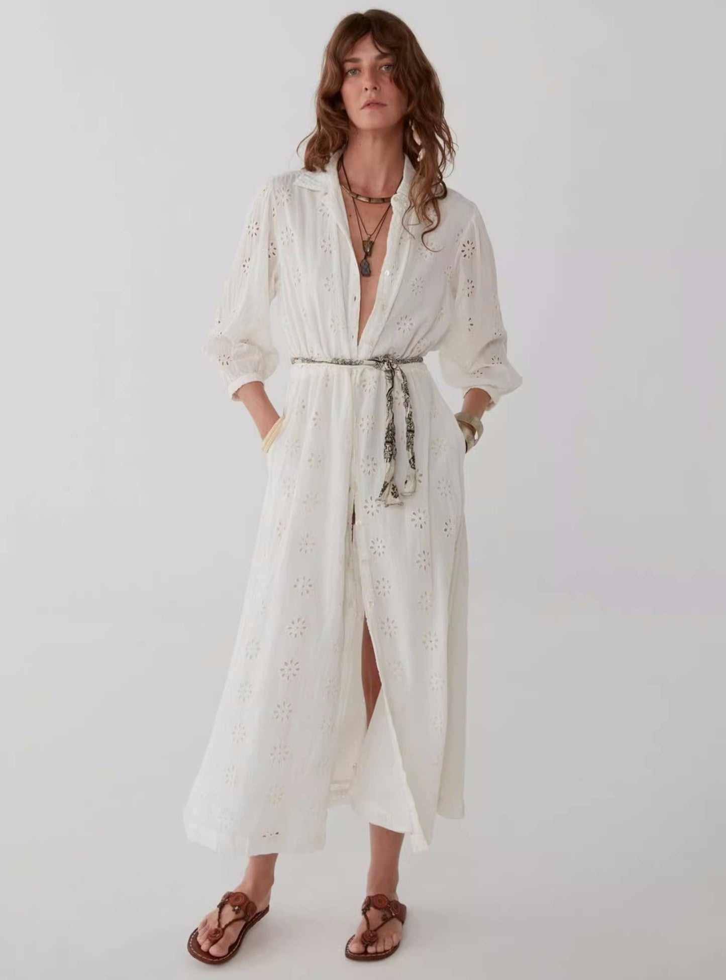 Carol Sexy Embroidered Kaftan Dress