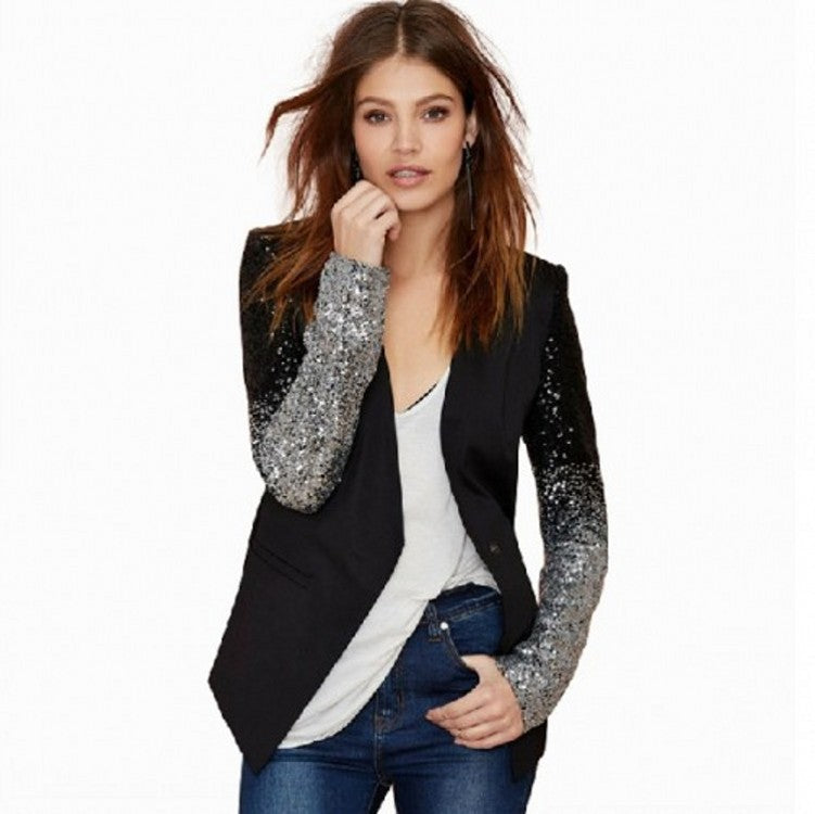 Sequined Slim Casual Women Small Blazer