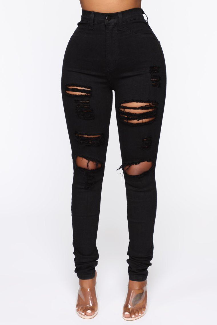 Stretch Ripped Denim Skinny Pants