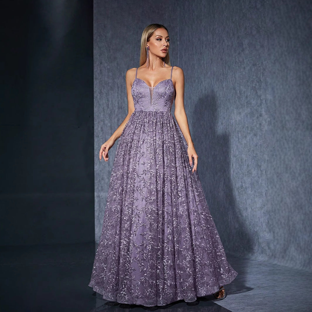 Bridesmaid Dress Embroidered Formal Special Occasion Gown