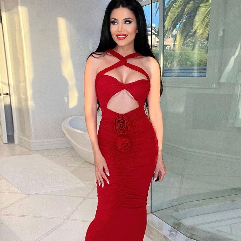 Flora Sexy Halter Neck Party Dress