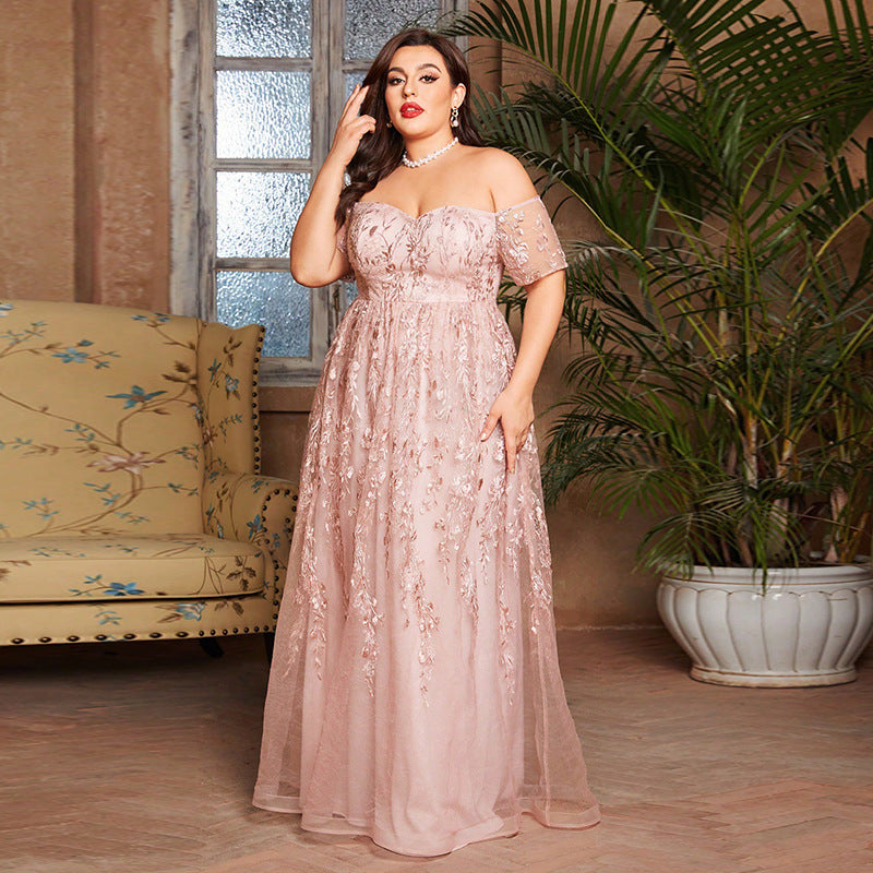 Plus Size Bridesmaid Dress Sexy off the Shoulder Engagement Party Dress