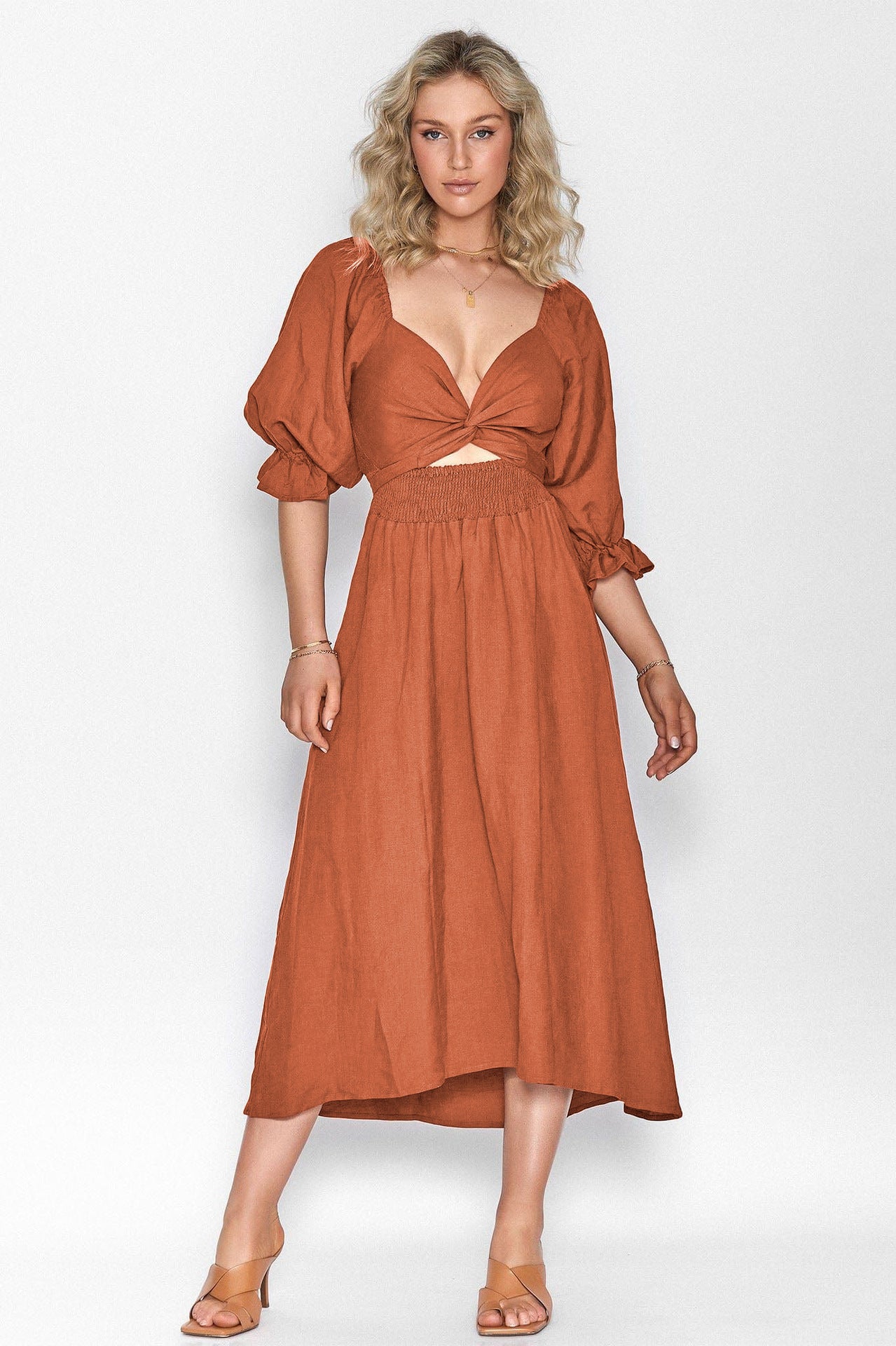 Fiona High Sense Lantern Sleeves Dress