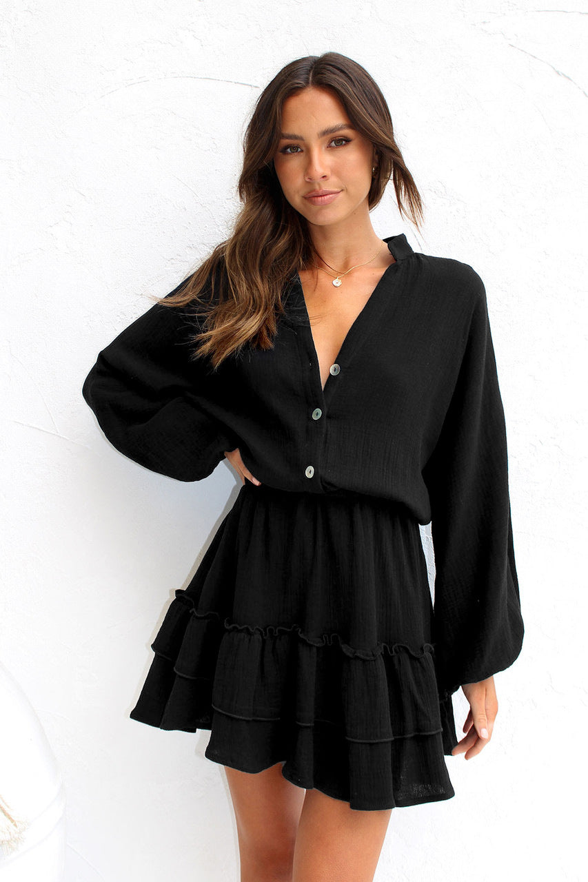 Sandra Long Sleeve Loose Shirt Dress
