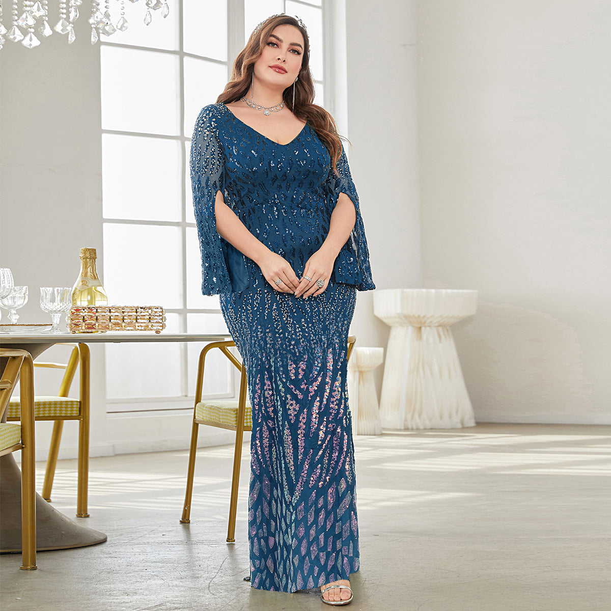 Plus Size Long Sleeve Deep V Plunge Sexy Dress Evening Cocktail Party Something She Likes Wholesale Plus Size Long Sleeve Deep V Plunge Sexy Dress Evening Cocktail Party Something She Likes Wholesale