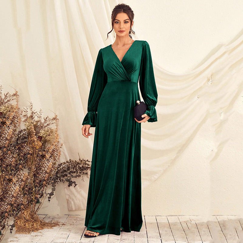 Cocktail Dress Chiffon V Neck Long Sleeve