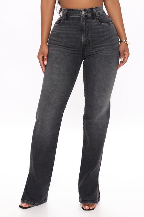 High Waist Slit Straight Leg Jeans