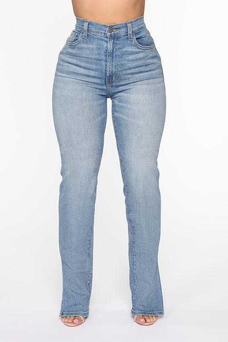 High Waist Slit Straight Leg Jeans