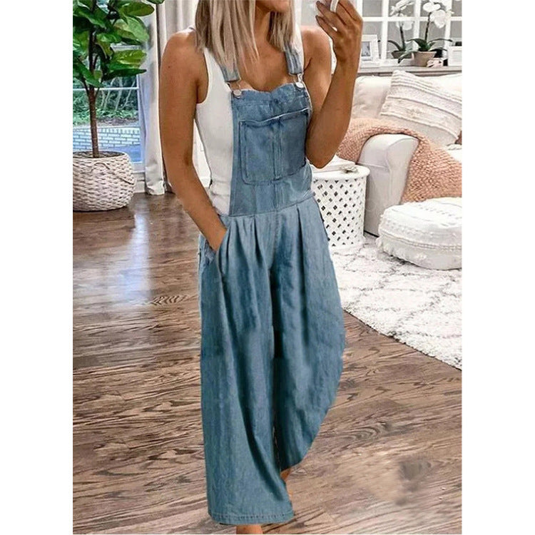 Ashley Wide Leg Denim Jumpsuit