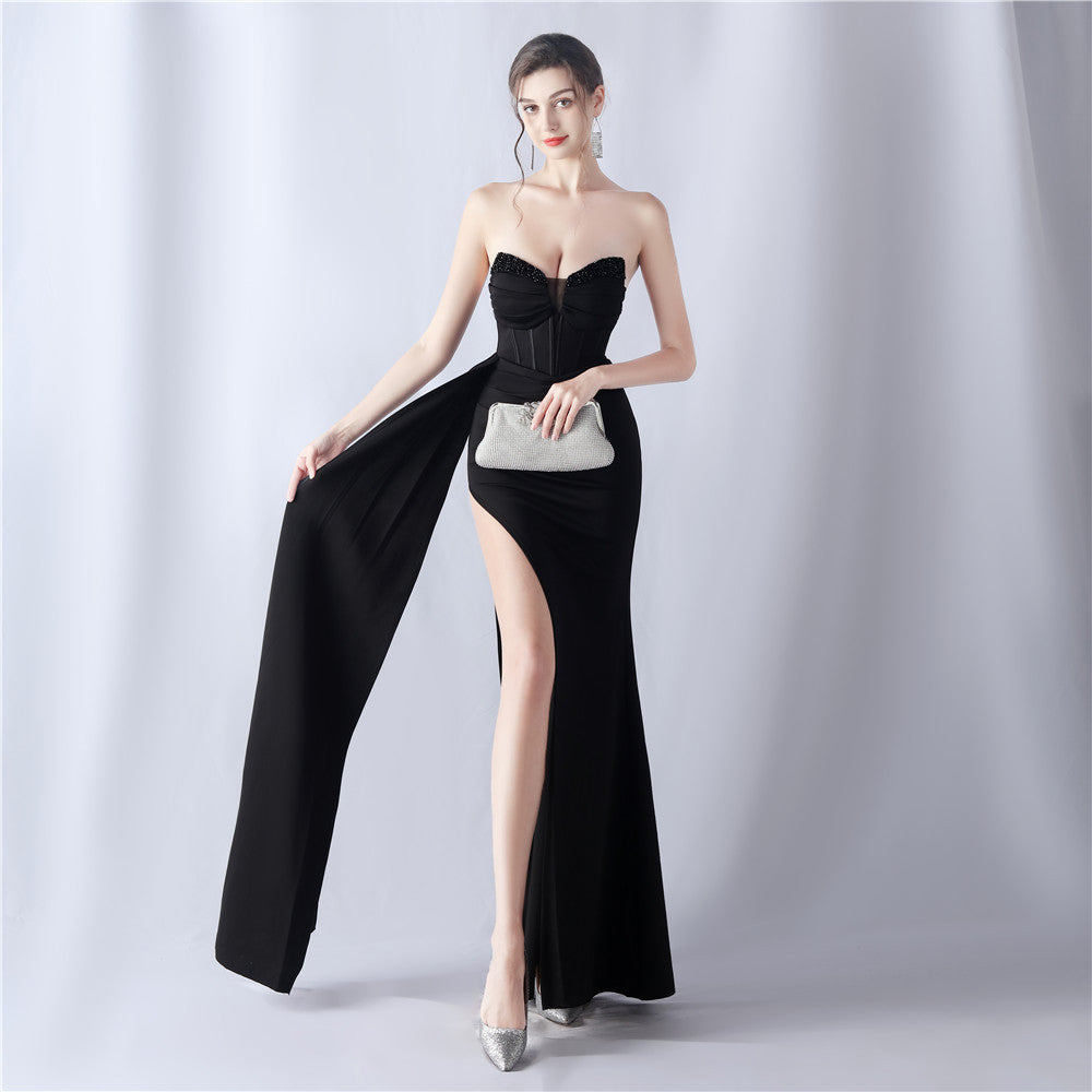 Sexy Strapless Solid Formal Gown