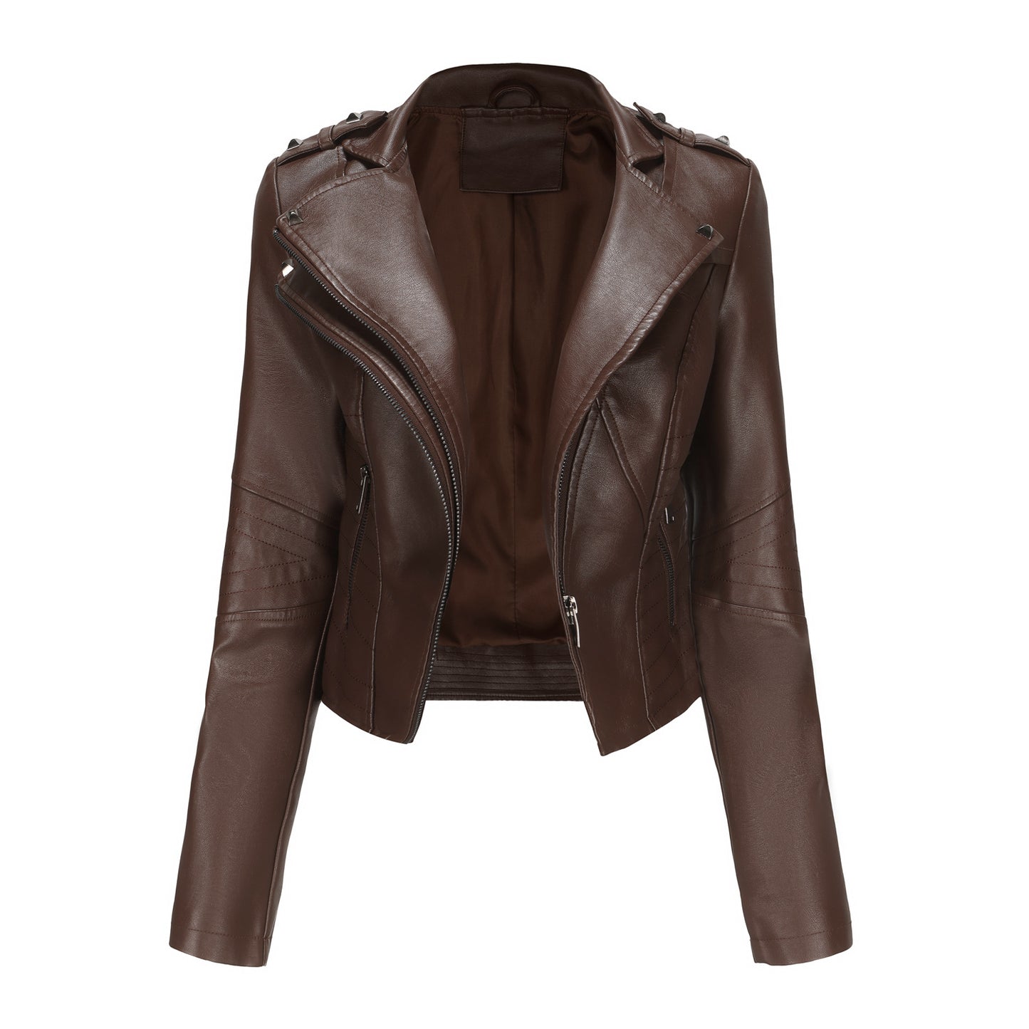 Slim Fit Long Sleeved Leather Jacket