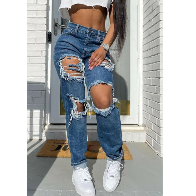 Stone Washed Ripped Denim