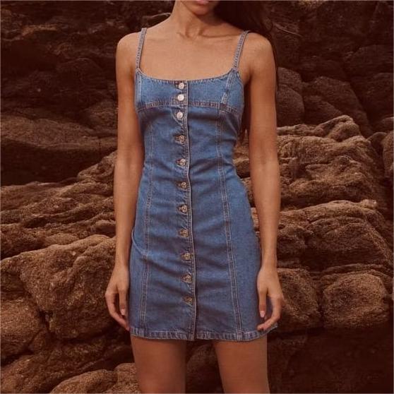 Mira Slim Sexy Stretch Denim Cami Dress