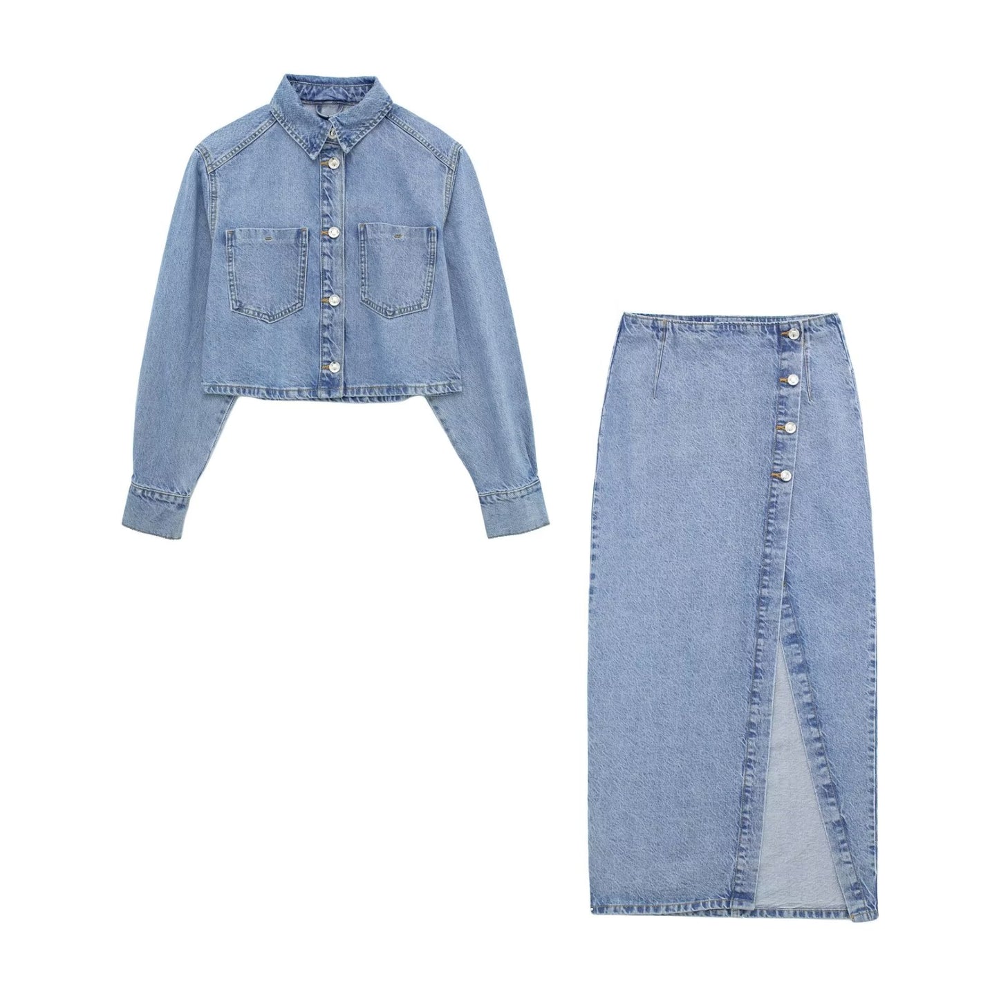 Paulina Short Denim Jacket & Skirt Set
