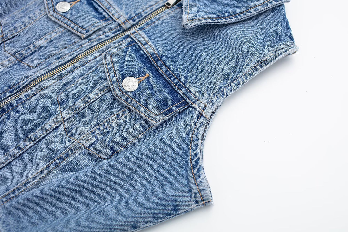 Retro Overalls Zip Up Collared Sleeveless Denim Dress