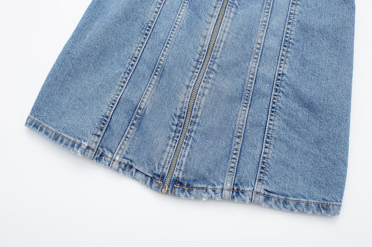 Retro Overalls Zip Up Collared Sleeveless Denim Dress