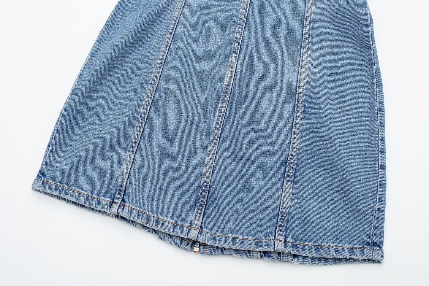 Retro Overalls Zip Up Collared Sleeveless Denim Dress