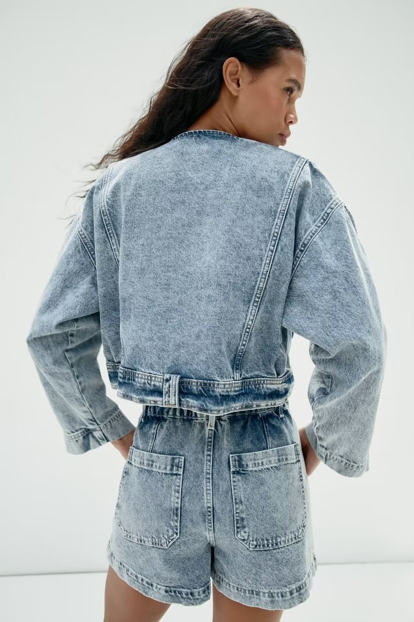 Rana Denim Collared Cropped Jacket