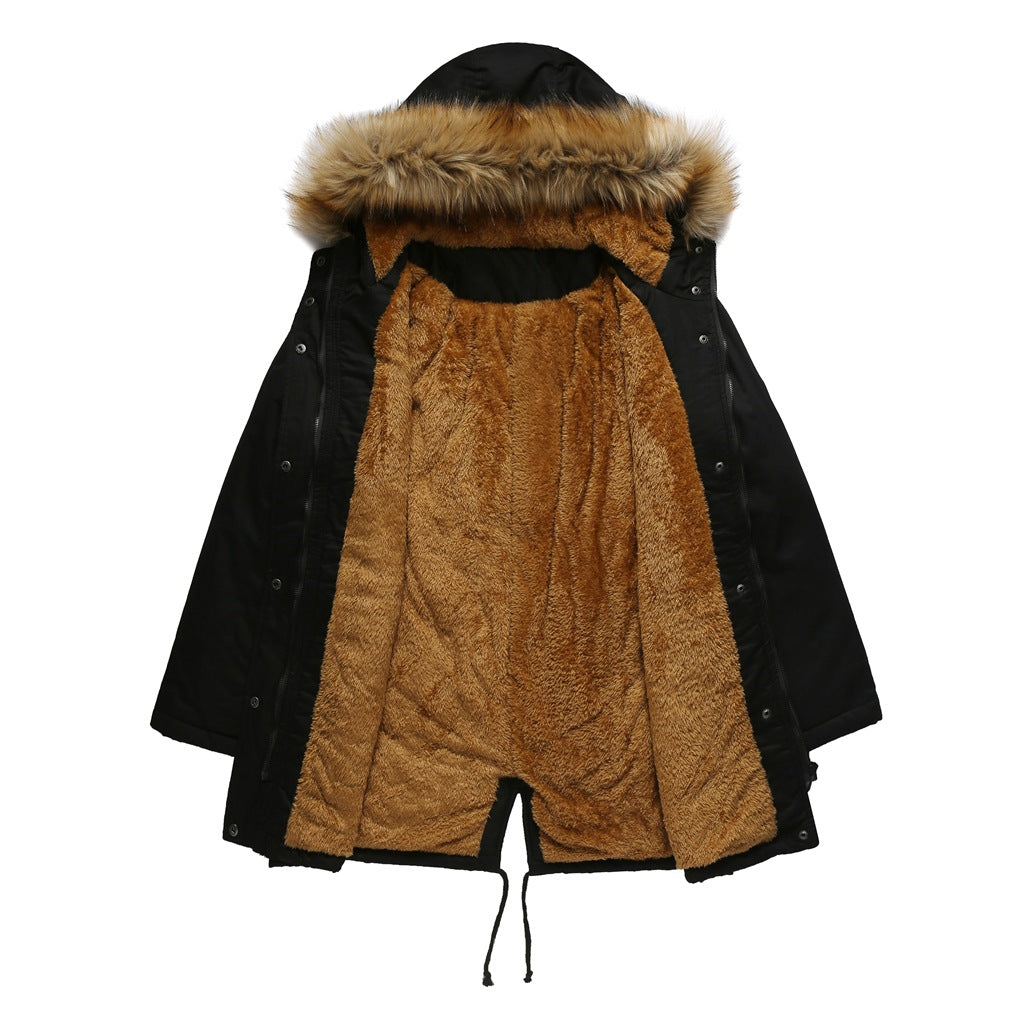 Fleece Lined Coat Hooded with Fur Collar
