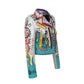 Printed Contrast Color Leather Jacket