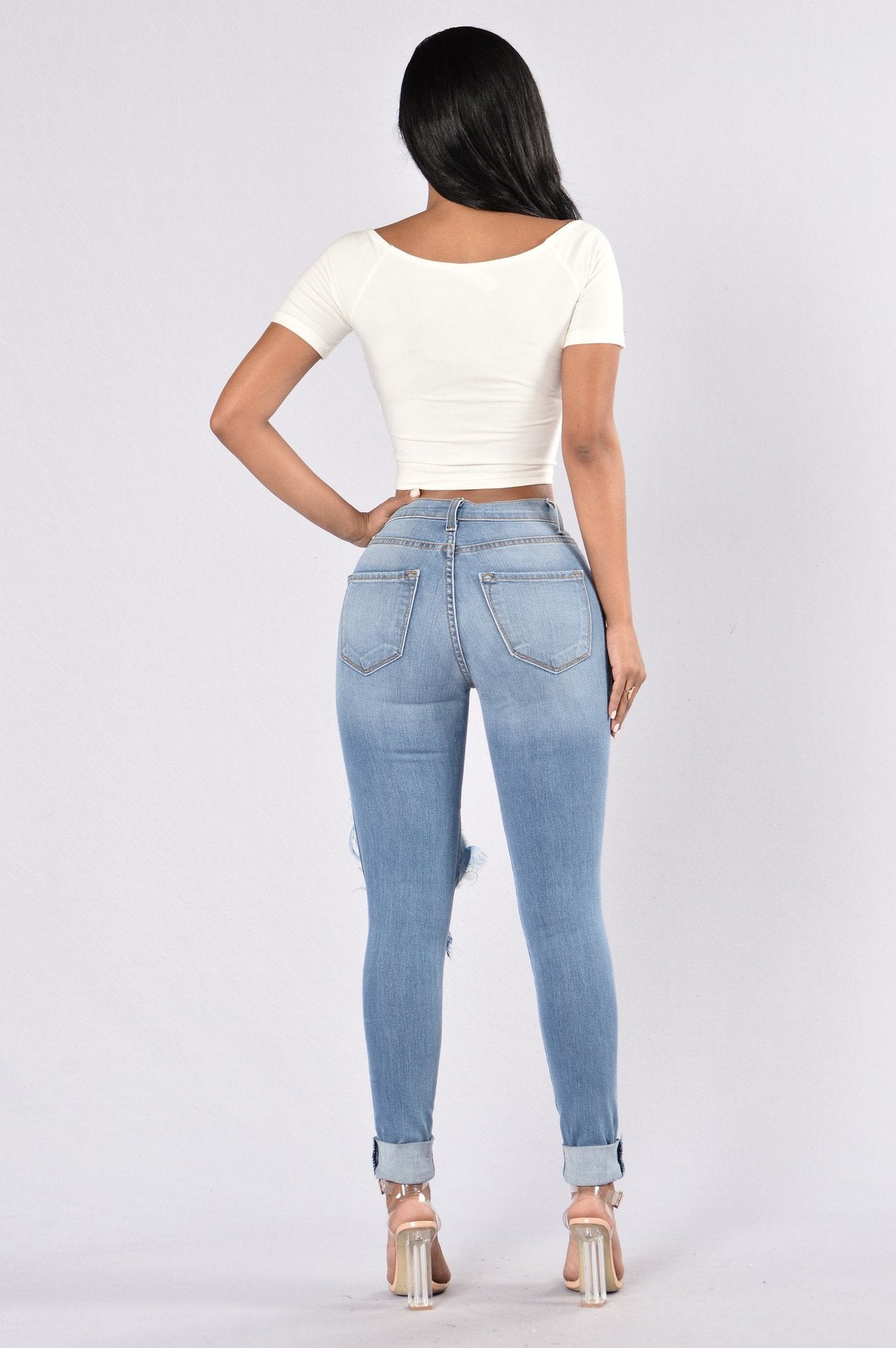 Ripped Pencil Tapered Jeans