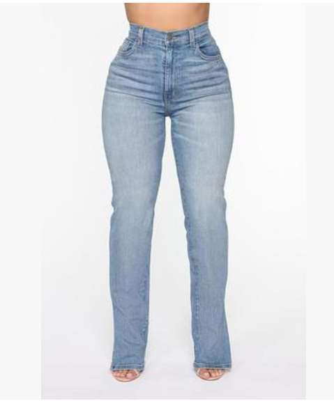 High Waist Slit Straight Leg Jeans