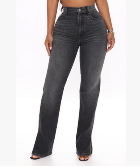 High Waist Slit Straight Leg Jeans