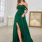 Ingrid Dark Green Solid Evening Dress