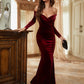Elegant Off Shoulder Velvet Gown