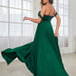 Ingrid Dark Green Solid Evening Dress
