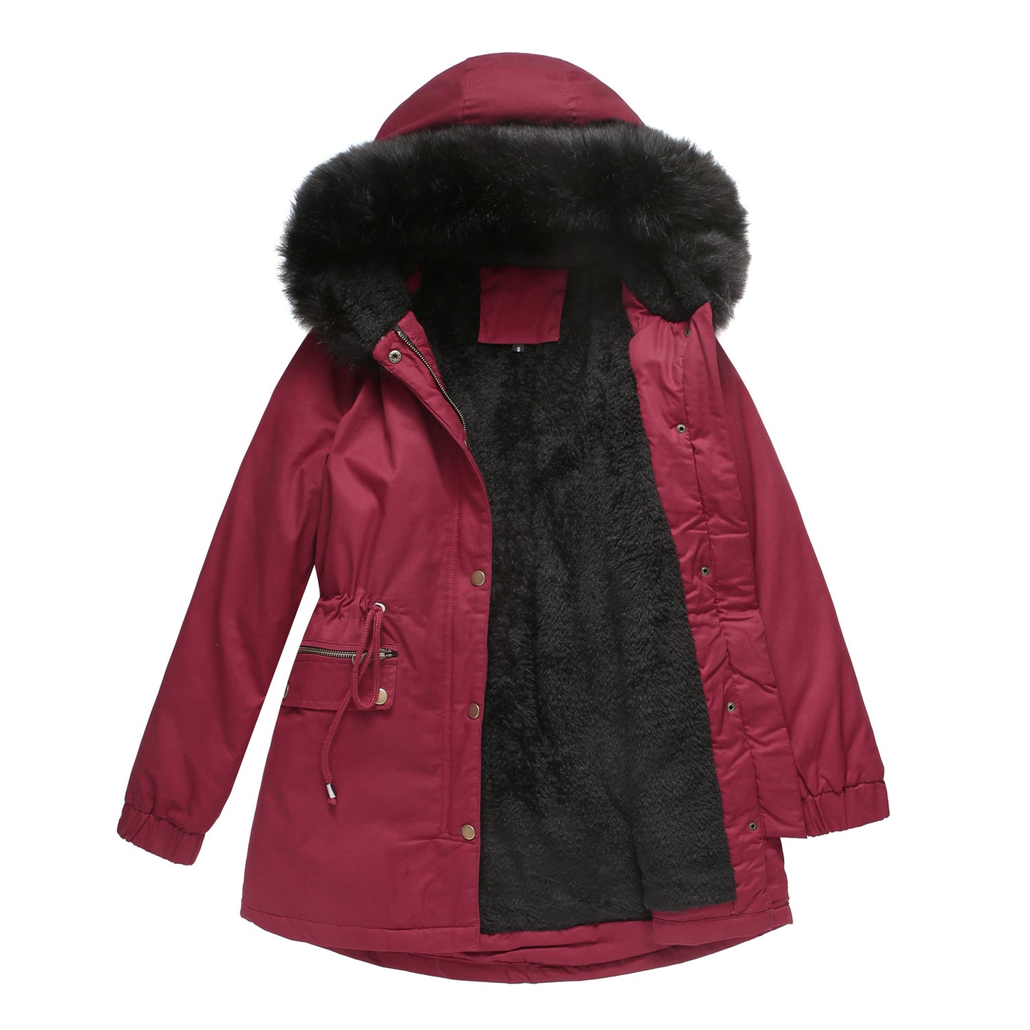 Fleece Lined Parka Coat with Fur Trims