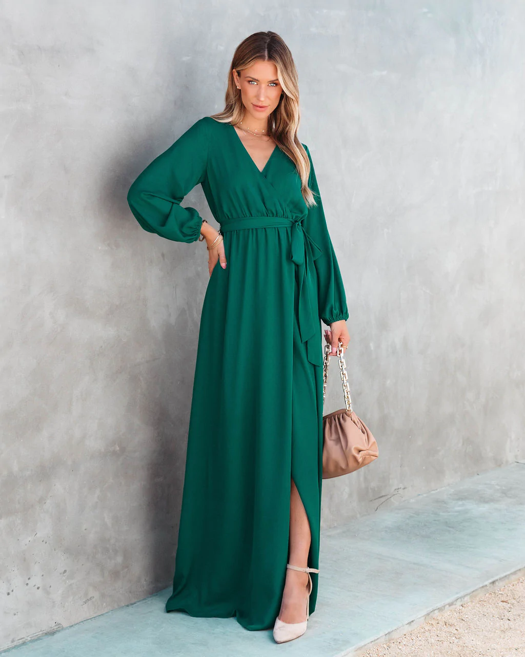long sleeve solid maxi dress Solid V Neck Long Sleeve Maxi Dress – Something She Likes Wholesale