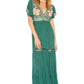 Belted Embroidered Butterfly Sleeve Maxi