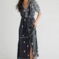 Trendy Cotton Embroidered Lace Up Maxi