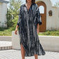 Rayon Tie Dyed Beach Blouse Sexy Robe Vacation Sun Protection Shirt Beach Cover Up