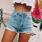 Amber Side Slit Ripped High Waist Denim Shorts