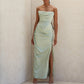 Satin Knee Length Maxi Dress.