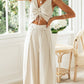 Women Solid Color Drawstring Short Sleeve Two Piece