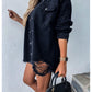 Mid-Length Batwing Sleeve Denim Shacket