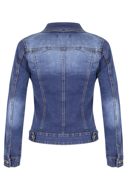 Short Biker Stretch Denim Jacket