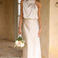 Sleeveless Halter Solid Color Satin Dress
