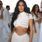Women Clothing Sexy Knitted See Through Nightclub Suit Low Waist Hip Skirt Set