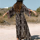 Rayon Positioning Printing Beach Cover-up Sexy Cardigan Loose Vacation Sun Protection Shirt Dress