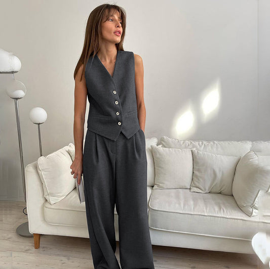 Grey Sleeveless Two Piece Set