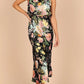 Sleeveless Halter Printed Satin Dress