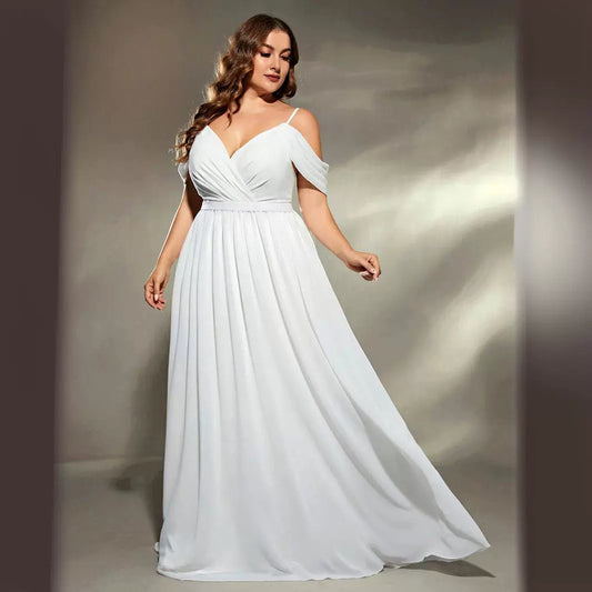 Evening Dress White Off Shoulder Dress Bridesmaid Evening Dress