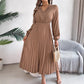 Elegant V neck Lace Pleated Versatile Dress