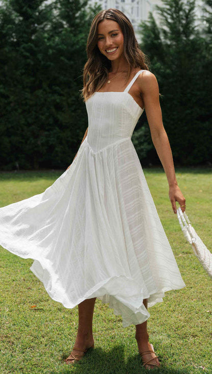 Sleeveless Maxi Dress with Irregular Asymmetric Hem