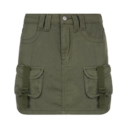 Solid Color Low Waist Slim Fit Skirt